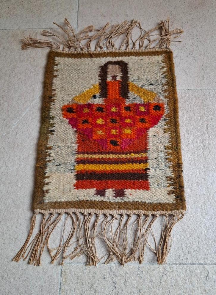 Vintage kelim Poolse volkskunst vrouw in vrolijke kleuren, Huis en Inrichting, Woonaccessoires | Wanddecoraties, Zo goed als nieuw