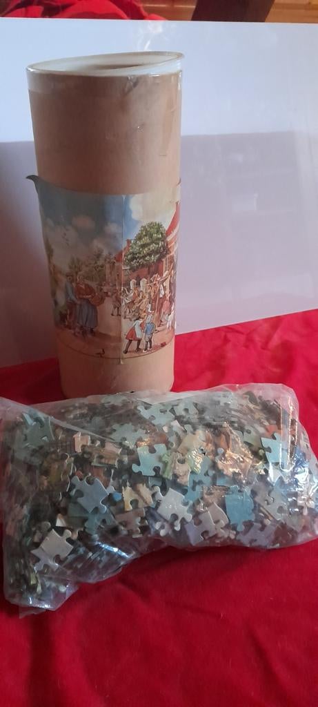 Vintage Legpuzzel in Koker - Compleet, Ophalen of Verzenden, 500 t/m 1500 stukjes, Gebruikt, Legpuzzel