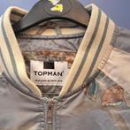 Topman bomber jacket zilver creme "moth" print mt M nr 43436, Kleding | Heren, Jassen | Zomer, Grijs, Topman, Maat 48/50 (M), Ophalen of Verzenden