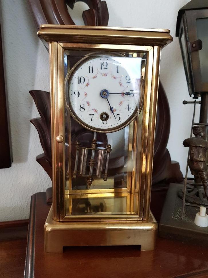 Antieke glaspendulet, Antiek en Kunst, Antiek | Klokken, Ophalen of Verzenden