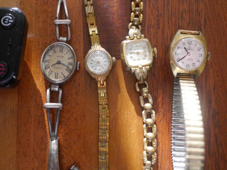 dames horloges, zilver/goud 5 stuks, vintage, uniek., Sieraden, Tassen en Uiterlijk, Horloges | Dames, Gebruikt, Polshorloge, Overige merken