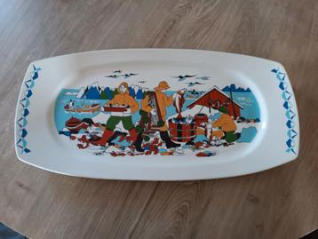 Vintage Serveerschaal met Vissersmotief beschikbaar voor biedingen