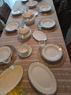 Luxe 26-delig porseleinen servies met zilveren rand, Ophalen of Verzenden