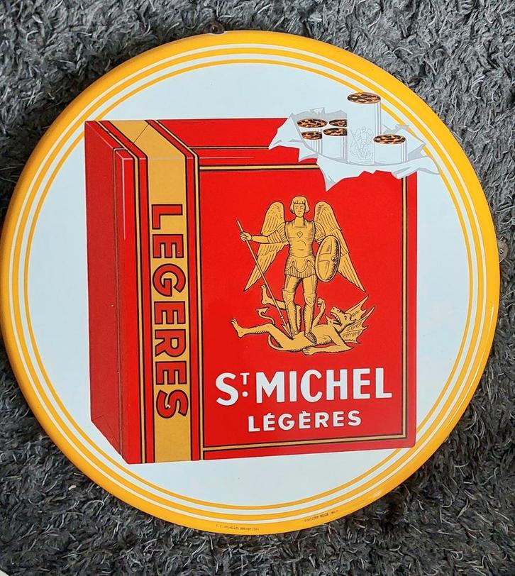 Emaille Reclamebord St.Michel Legeres St. Michel 1953, Verzamelen, Merken en Reclamevoorwerpen, Gebruikt, Reclamebord, Ophalen of Verzenden