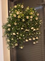Kunst nep hangplant met witte roosjes, Ophalen of Verzenden, Gebruikt, Binnen