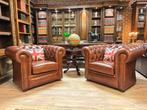 Originele Chesterfield cognac leren club fauteuil 1 x, Huis en Inrichting, Fauteuils, Ophalen, Chesterfield, Chesterfield junkie