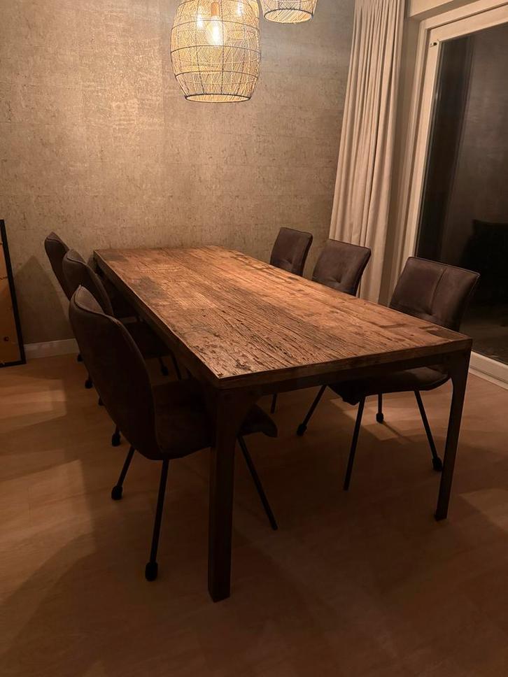 Kotter Living Tafel en stoelen 240x100cm, Huis en Inrichting, Tafels | Eettafels, Zo goed als nieuw, 50 tot 100 cm, 200 cm of meer