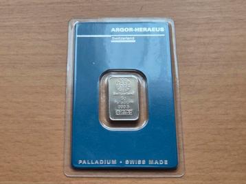Argor Heraeus: 5 gram Palladiumbaar. Metaal: Palladium. beschikbaar voor biedingen