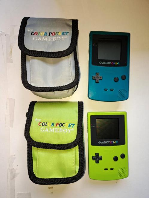 2x Nintendo Gameboy Color + Accessoires + 15 spellen., Spelcomputers en Games, Spelcomputers | Nintendo Game Boy, Gebruikt, Game Boy Color
