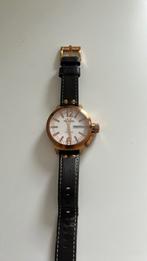 Tw Steel heren horloge goudkleurig met bruine band., Sieraden, Tassen en Uiterlijk, Overige merken, Polshorloge, Ophalen of Verzenden