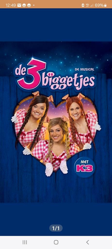 Tickets Musical K3 Biggetjes Martiniplaza groningen 9 maart, Tickets en Kaartjes, Concerten | Overige, Twee personen, Maart