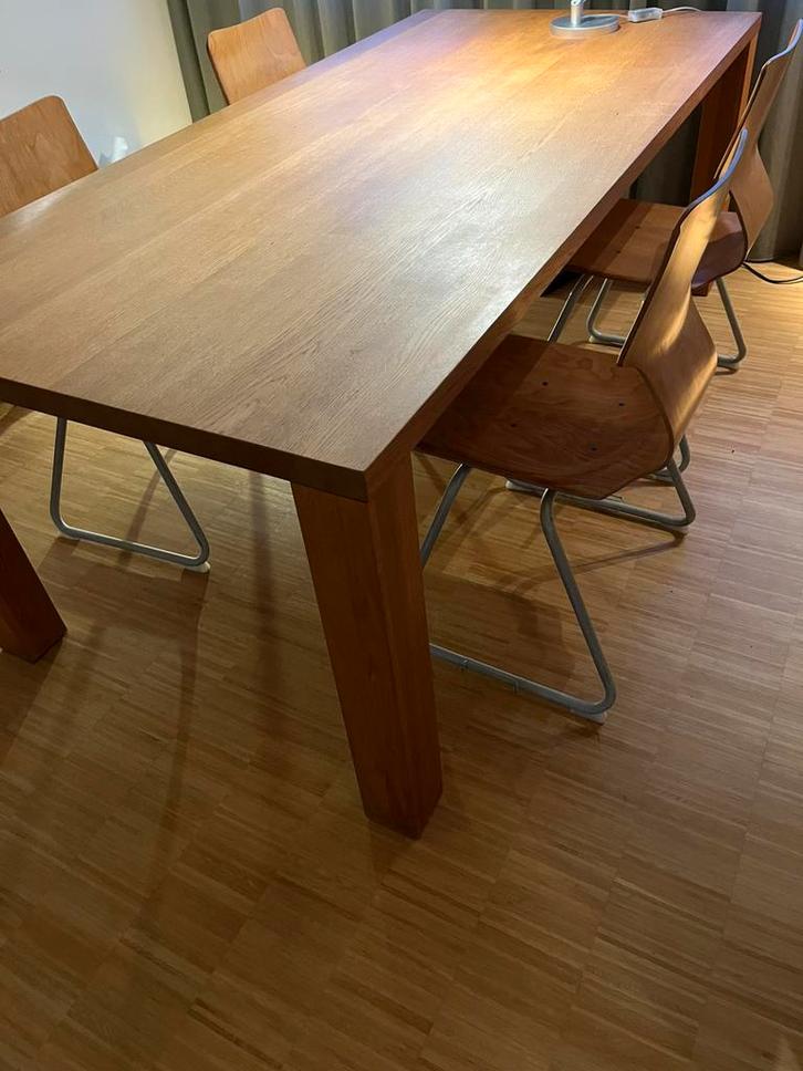 Retro Back to the seventies space age met set 4 stoelen izgs, Huis en Inrichting, Stoelen, Gebruikt, Vier, Hout, Metaal, Overige kleuren