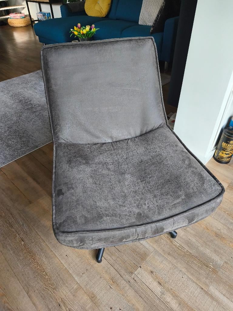 Draaifauteuil groen/grijs , Ecoleer, Huis en Inrichting, Fauteuils, Ophalen, 75 tot 100 cm, Zo goed als nieuw, 50 tot 75 cm