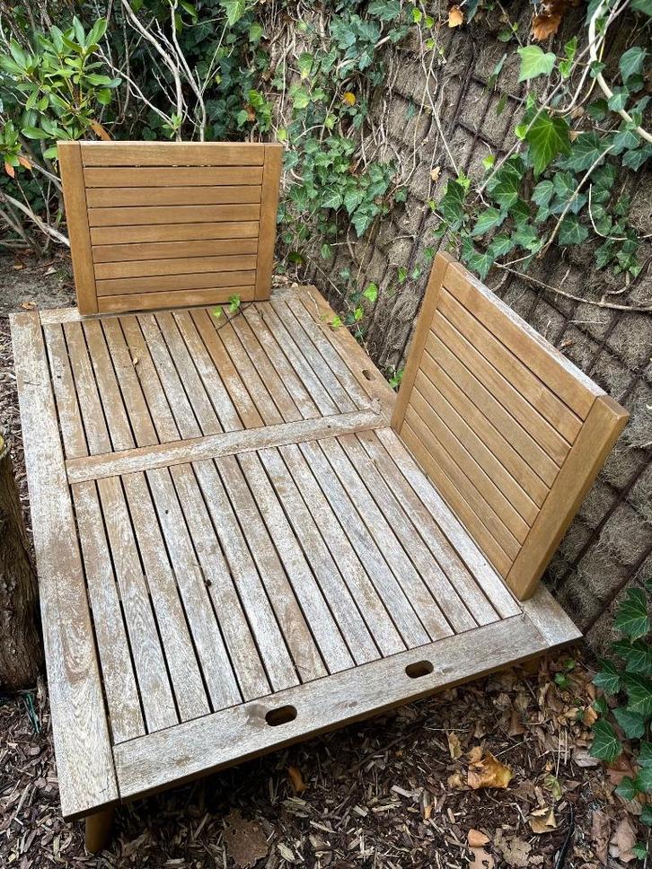 Loungebankje, Tuin en Terras, Tuinsets en Loungesets, Gebruikt, Loungeset, Hout, 2 zitplaatsen, Bank, Ophalen