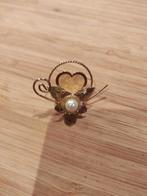 Vintage Gouden Broche met Parel, Sieraden, Tassen en Uiterlijk, Broches, Gebruikt, Minder dan 4 cm, Ophalen of Verzenden, Goud