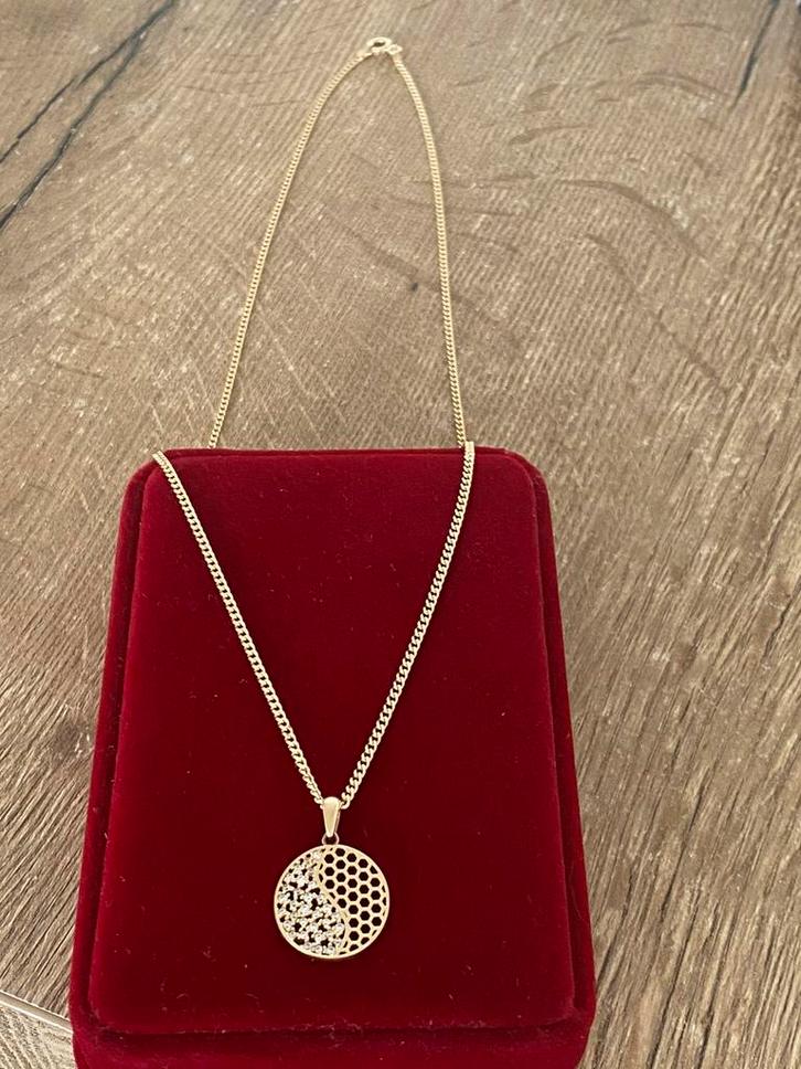 Mooie 14 karaat gouden ketting met hanger, Sieraden, Tassen en Uiterlijk, Kettingen, Nieuw, Goud, Goud, Met hanger, Ophalen of Verzenden