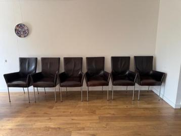 Set van 6 leren eetkamerstoelen beschikbaar voor biedingen