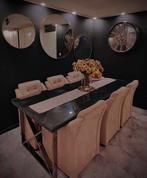 RICHMOND EETTAFEL 200 CM/ GOLD LEGS + 6 HANDGEMAAKTE STOELEN, Ophalen of Verzenden