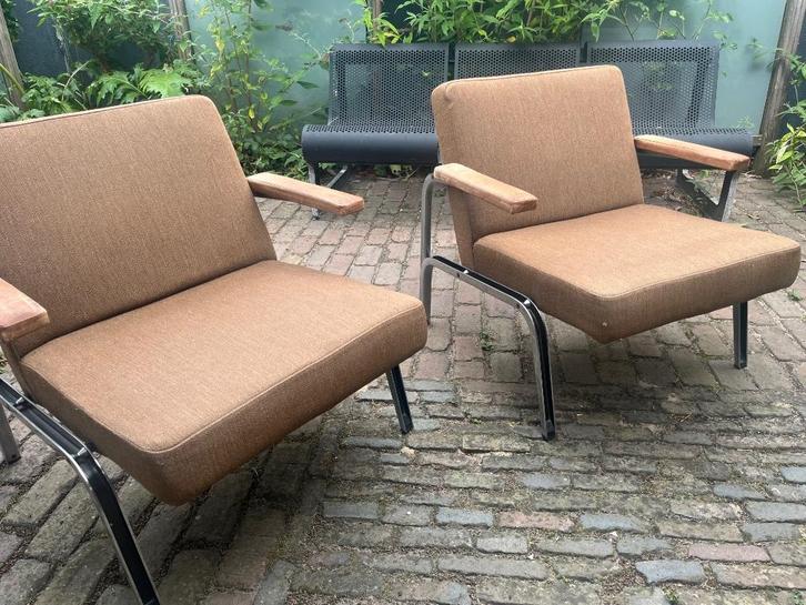 Martin Visser fauteuil SZ26 zeldzaam 1exemplaar, Huis en Inrichting, Fauteuils, Gebruikt, Hout, Metaal, Stof, Overige materialen