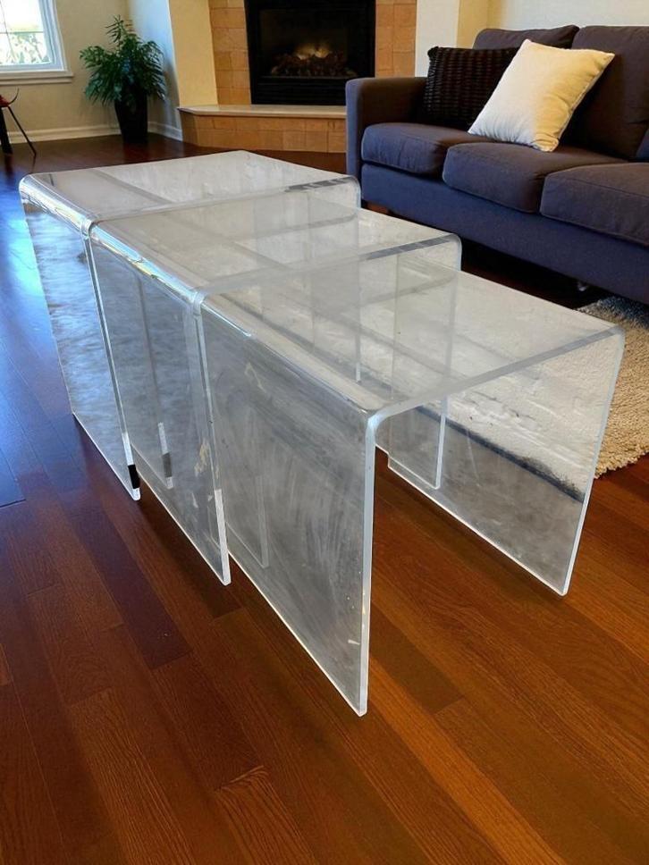 Set van 3 nesting tables in plexiglas / salontafel, Huis en Inrichting, Tafels | Bijzettafels, Nieuw, Minder dan 45 cm, Minder dan 55 cm