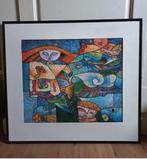 B. Long schilderij kunst abstract modern @DOC61, Antiek en Kunst, Kunst | Schilderijen | Modern, Ophalen of Verzenden
