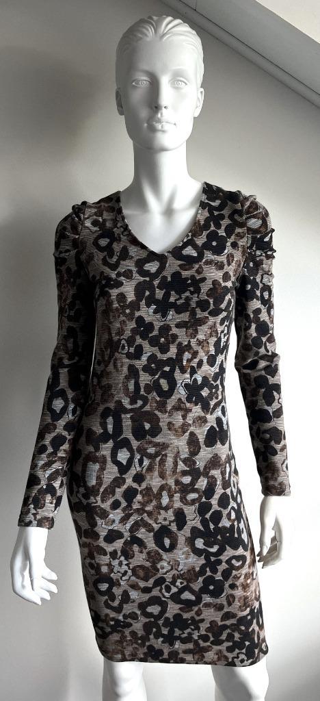 Caroline Biss : Leuke stretch jurk in oa beige bruin mt 36, Kleding | Dames, Jurken, Gedragen, Maat 36 (S), Beige, Verzenden