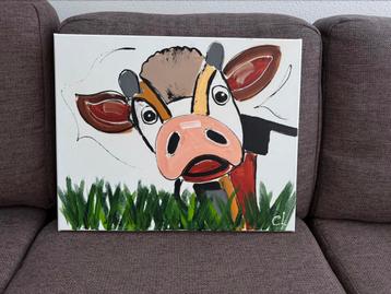 Corrie Leushuis schilderij Olijke Koeien (+certificaat echt) beschikbaar voor biedingen