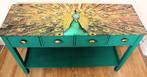 Turquoise groene sidetable “Pauw”, 4 lades, AFGEPRIJSD, 100 tot 150 cm, Ophalen of Verzenden, Zo goed als nieuw, 25 tot 50 cm