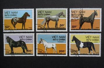 Vietnam - paarden - 6 mooie grote zegels uit 1989 beschikbaar voor biedingen