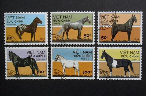 Vietnam - paarden - 6 mooie grote zegels uit 1989, Postzegels en Munten, Postzegels | Thematische zegels, Gestempeld, Dier of Natuur