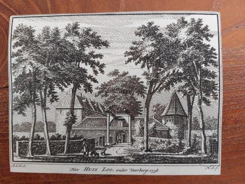 440 / Het Huis Loo onder Voorburg Gravure H. Spilman, Antiek en Kunst, Kunst | Etsen en Gravures, Ophalen of Verzenden