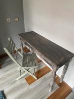 Vergrijsde side table/bureau/gangtafel + stoeltje, 50 tot 100 cm, Gebruikt, Rechthoekig, Ophalen