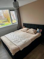 Boxspring tweepersoonsbed 180x200 met Hoofdbord, Ophalen, Zwart, Tweepersoons, Zo goed als nieuw