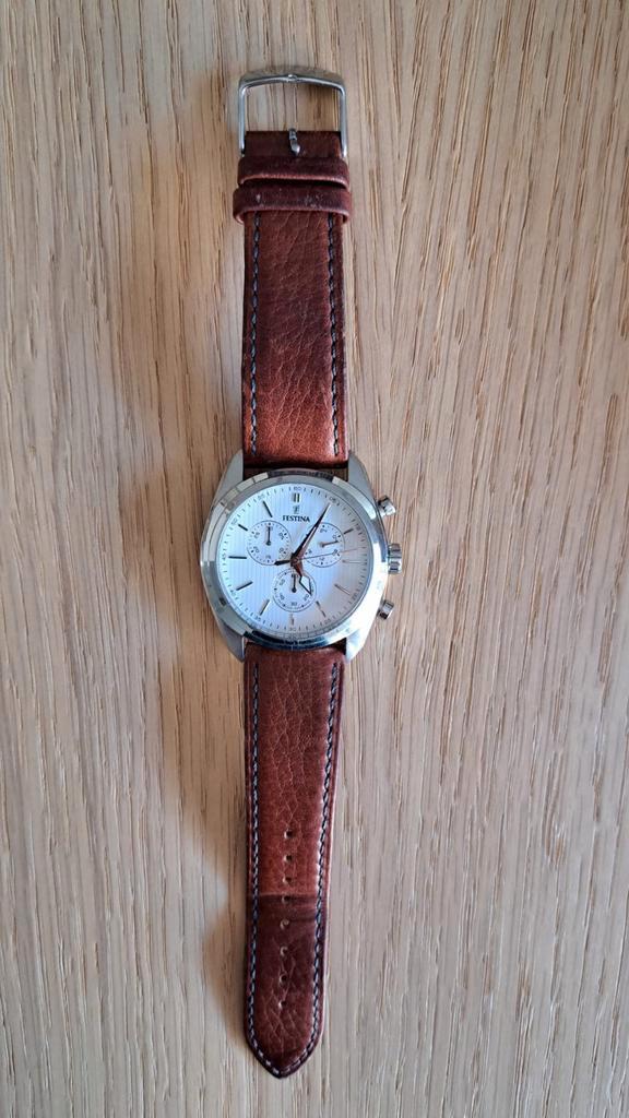 Festina Chronograaf Herenhorloge Leer, Sieraden, Tassen en Uiterlijk, Horloges | Heren, Gebruikt, Polshorloge, Overige merken