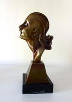 Bronzen beeld hoofd vrouw naar Hagenauer Art Deco 5970-b, Ophalen of Verzenden, Brons