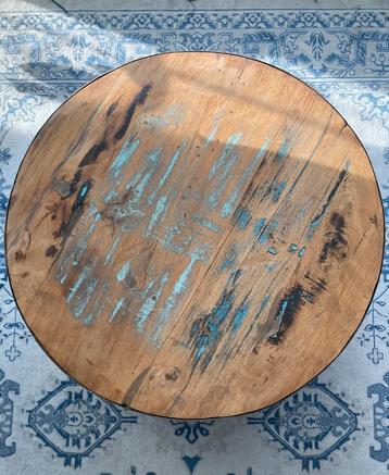 Ronde bijzettafel – Hout & Metaal – Ø71 cm beschikbaar voor biedingen