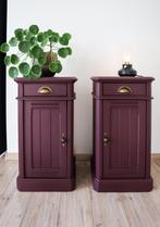 Nachtkastjes - opgeknapt bordeaux rood, Ophalen, Gebruikt, Minder dan 45 cm, 70 cm of meer
