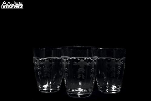 3 Verrerie Doyen – Waterbekers van kristal – Art Deco, Antiek en Kunst, Antiek | Glas en Kristal, Ophalen of Verzenden