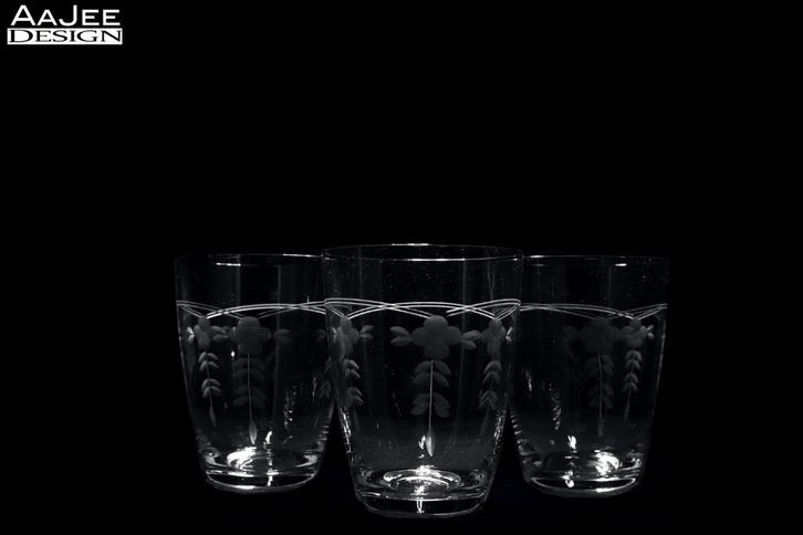 3 Verrerie Doyen – Waterbekers van kristal – Art Deco, Antiek en Kunst, Antiek | Glas en Kristal, Ophalen of Verzenden