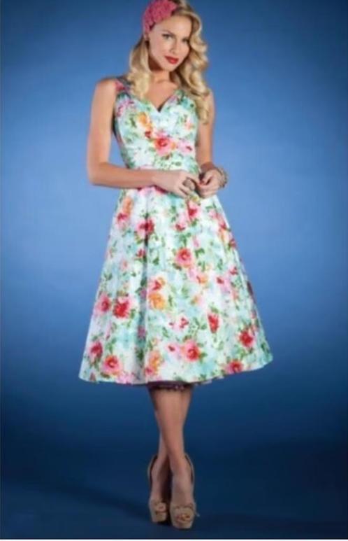 TOPVINTAGE TOP VINTAGE RETRO STOP STARING BLOEMEN JURK S 36, Kleding | Dames, Jurken, Nieuw, Maat 36 (S), Groen, Onder de knie