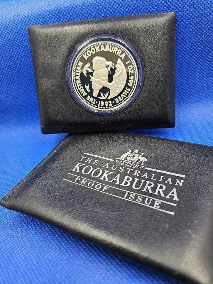 (8141) AUSTRALIA KOOKABURRA 1992 ONE OUNCE PROOF, Postzegels en Munten, Munten | Oceanië, Setje, Zilver, Ophalen of Verzenden