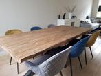 Eettafel van teakhout met 6 luxe stoelen van Goossens, Huis en Inrichting, Tafels | Eettafels, 200 cm of meer, Industrieel, 100 tot 150 cm