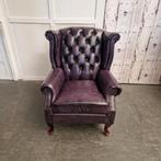 Chesterfield fauteuil Antiek Paars NIEUW, 100% rundleder, Ophalen of Verzenden, Nieuw