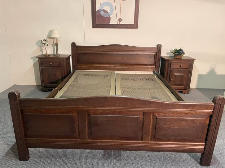 Massief Eiken Ledikant + Nachtkastjes - Zeer Goed!, Huis en Inrichting, Slaapkamer | Bedden, Zo goed als nieuw, Tweepersoons, 160 cm