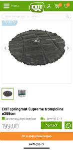 Nieuw trampoline doek van kwaliteitsmerk merk Exit 3,66m., Ophalen of Verzenden, Nieuw
