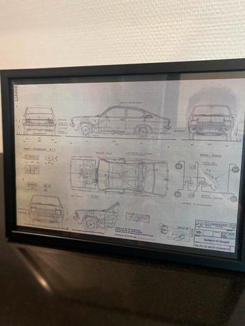 Mooie ingelijst opel kadett gsi manta c coupe blueprints!! beschikbaar voor biedingen