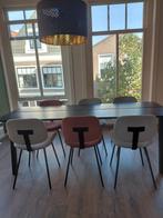 eettafel WOOOD van Basic Label met 6 stoelen, Ophalen, Gebruikt, Metaal, 200 cm of meer
