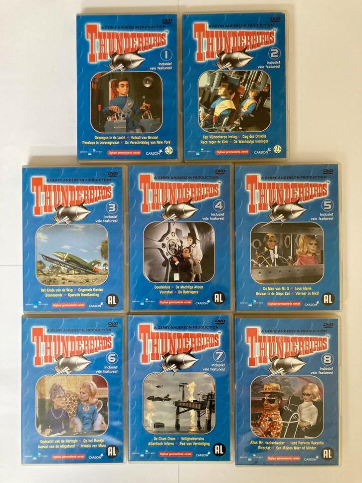 Thunderbirds seizoen 1 & 2, 1965–1966 / 8x DVD set /TV serie, Cd's en Dvd's, Dvd's | Tv en Series, Zo goed als nieuw, Science Fiction en Fantasy