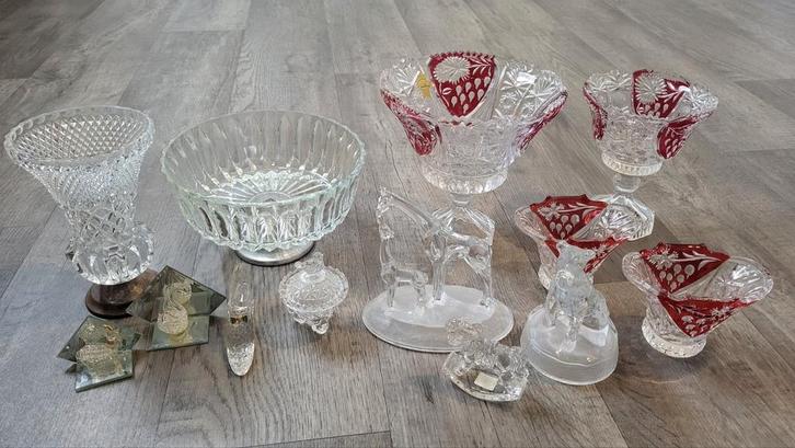 Kristallen Beeldjes & Vazen - 13 Stuks, Antiek en Kunst, Antiek | Glas en Kristal, Ophalen of Verzenden