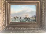 olieverf paneel ijspret 19 eeuw n.j.roosenboom schelfhout, Ophalen